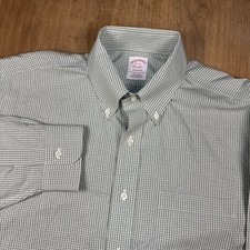 Brooks Brothers Madison Men's Long Sleeve Dress Shirt 16-35 Green Plaid