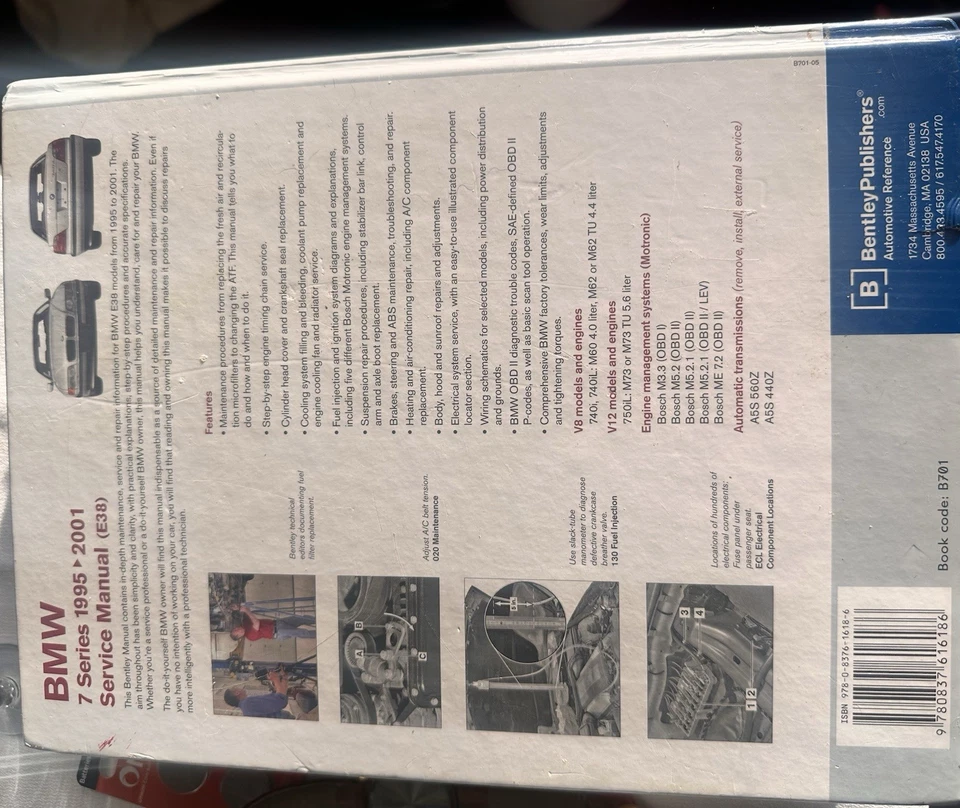 BMW Serie 7 E38 Manual de Servicio 1995-2001 Bentley Publishers Tapa Dura Foto 3 de 3