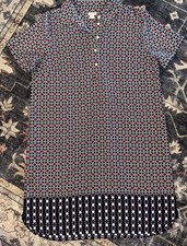 Vintage J. Crew Women's Shirt Dress Short Sleeve Geometric  Design Size 12