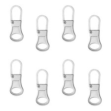 8 PCS Silver Detachable Zipper Pull Replacement Tab Repair Fixer Head Luggage
