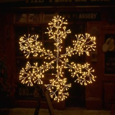 36Inch 528 Led Starburst Snowflake Light, Twinkle and Warm White Lights, Silv...