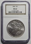 1886-P Morgan Silver $1 Dollar Coin ~ NGC MS 63 (A003)