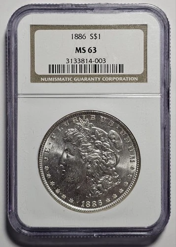 1886-P Morgan Silver $1 Dollar Coin ~ NGC MS 63 (A003)