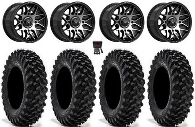 MSA Radar 14'' Wheels Black/Machined 34'' Warrior XT Tires Cam-Am Defender