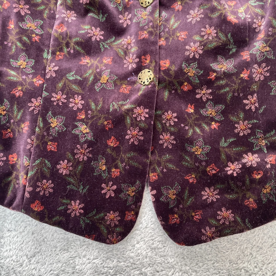 Vintage Coldwater Creek Vest Womens Medium Red Floral Velvet Notch Lapel Classic - Image 4 of 4