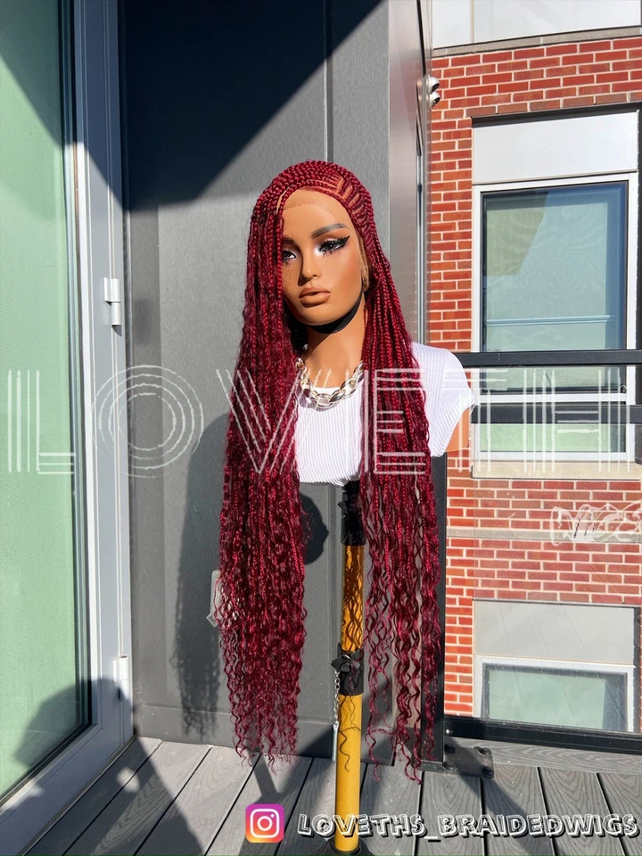 Cabello Humano Boho (ENVÍO 2 DÍAS) Cornrow Peluca Trenzada Encaje Completo, Trenza Sin Nudos Foto 3 de 4