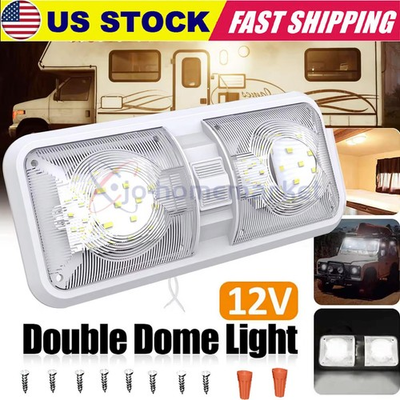 #ad #ad RV LED Ceiling Double Dome Light Fixture DC 12V for Car RV Trailer Camper Boat $6.99