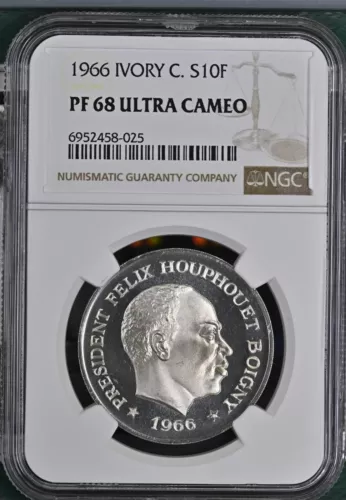 1966 Ivory Coast 10 Francs - NGC PF-68 Ultra Cameo