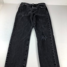 Levi's Jeans Women 27 Wedgie Icon Distressed Crop Black Distressed Stretch Denim