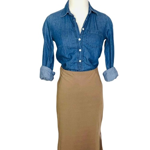 J. Crew Tunic Shirt Dress Size 00 Chambray Popover Long Sleeve Top Preppy XS  - Picture 1 of 8