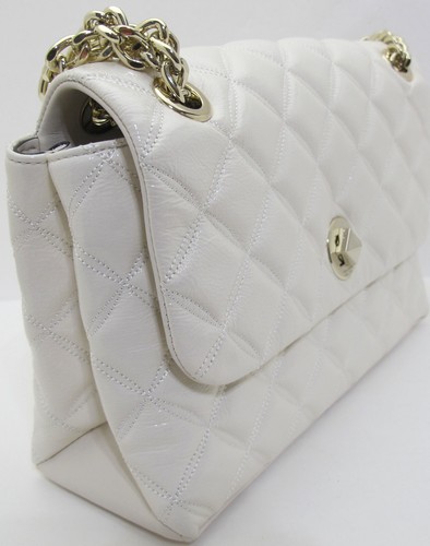 NWT KATE SPADE Quilted Crinkle Leather NATALIA Med Flap Shoulder Parchment/Bone - Picture 4 of 9