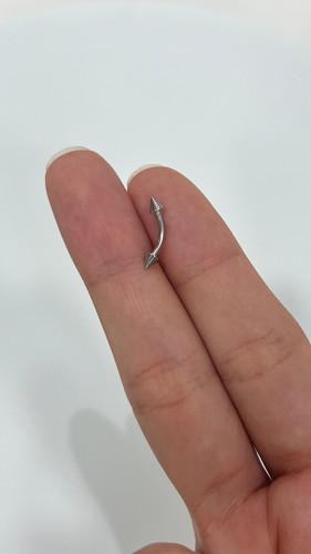 16g Spike Curved Barbell Anodized Titanium Eyebrow Ring Body Piercing Jewelry - Picture 6 of 11