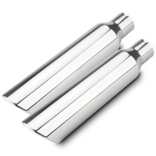 Pair Universal 2.5 Inlet Exhaust Tip 4 Outlet 18 Long Diesel Truck Tailpipe