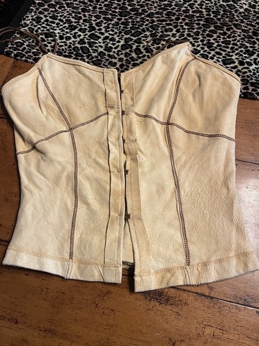 CHAMOIS LEDER LAMMFELL STRING BIKINI TOP SET SAVAGE VINTAGE Y2K MED NEU RAR - Bild 5 von 24