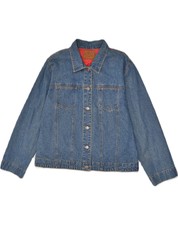 Chico's Womens Graphic Denim Jacket Us 3 Xs Blue Cotton Ai04