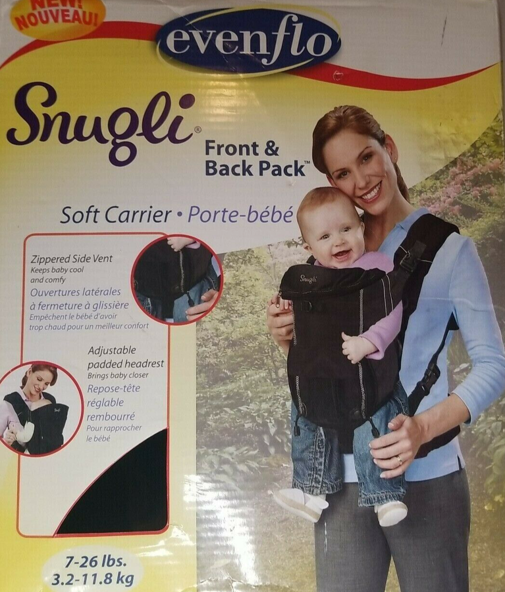 Evenflo Snugli Black Front Back Pack Soft Baby Carrier Face in
