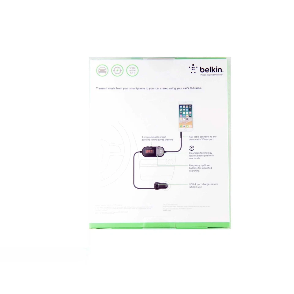 BELKIN TUNECAST IN-CAR FM TRANSMITTER 3.5MM FOR IPHONE 6 6S S9 *RETRN1* F8Z880AU - Image 4 of 4