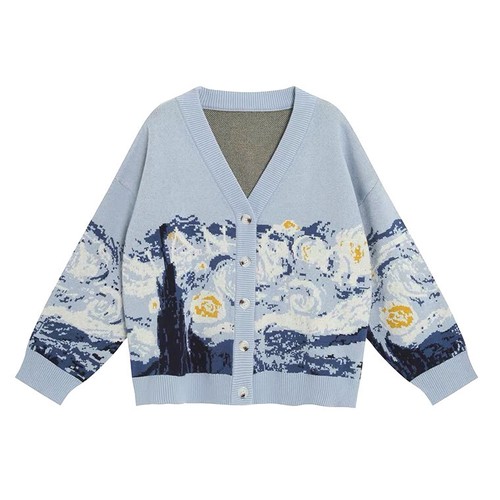 Starry Night Cardigan Van Gogh Knit Cardigan