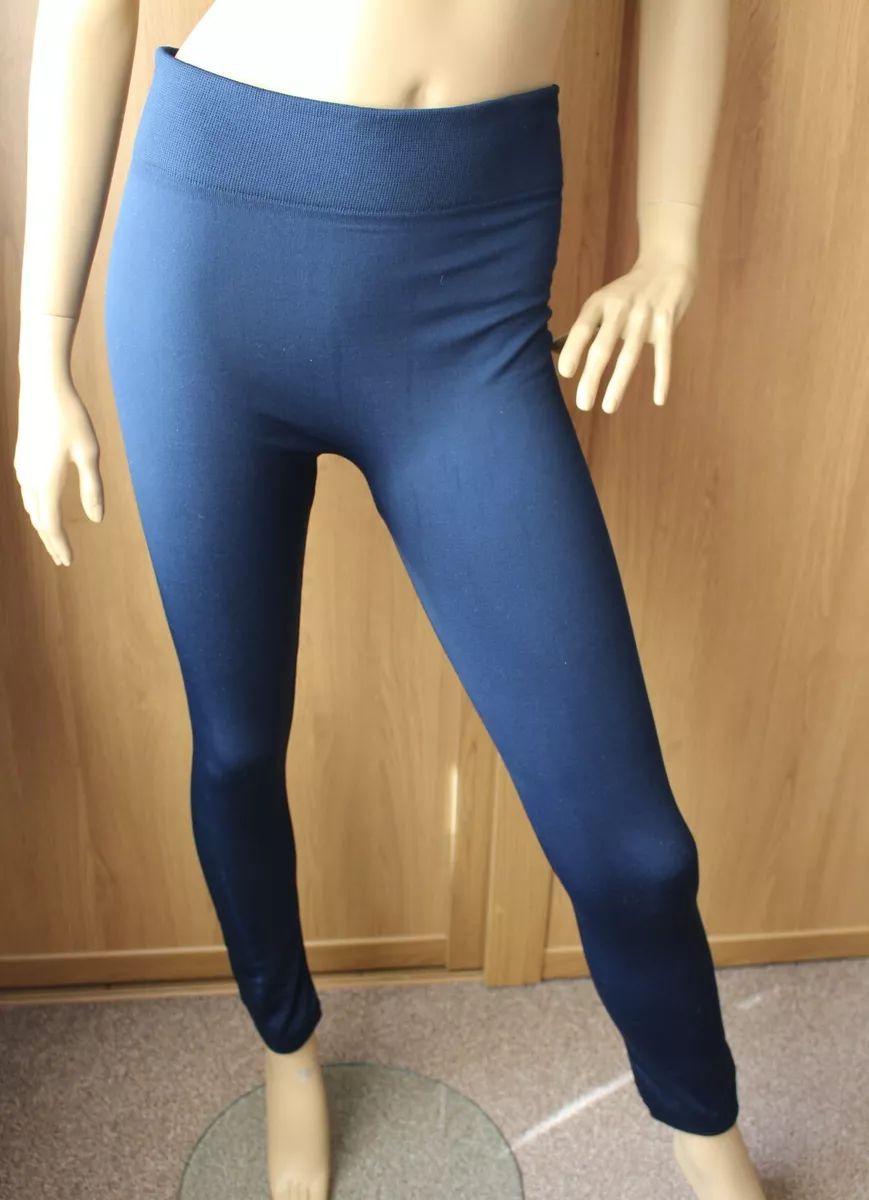 Navy Thick Leggings Loungewear Active Wear Soft Warm Fabric Not See Through