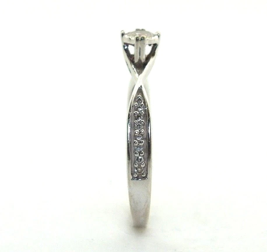 Mujer / 9ct 9carat Oro Blanco Set de Anillo Compromiso con Diamantes, Talla Ru N - Imagen 4 de 4