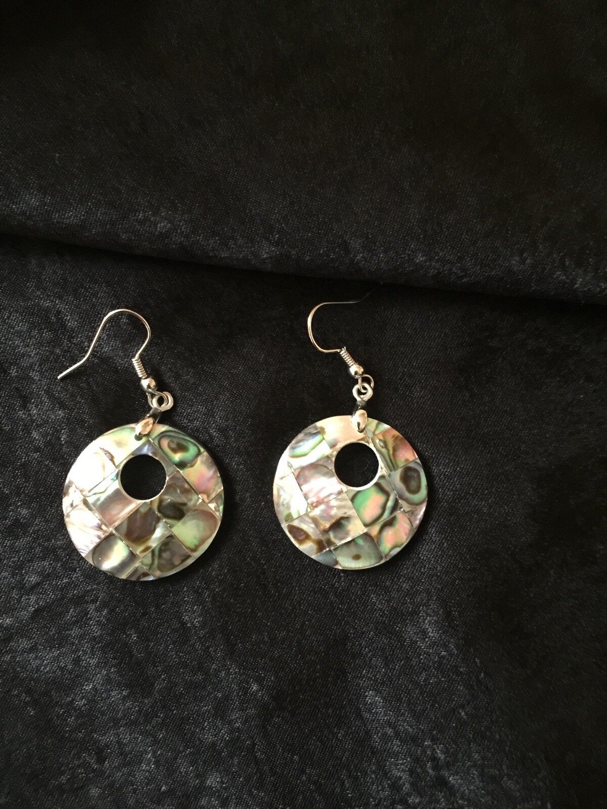 LARGE abalone shell sterling silver earrings. - image 1