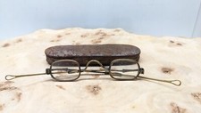 Antique Brass Spectacles / Eyeglasses w/ Case Adjustable Temples