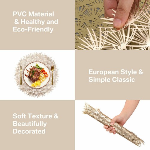 4/8/12x Placemats Set Round PVC Place Table Mats Washable Heat Resistant Wedding - Picture 10 of 34