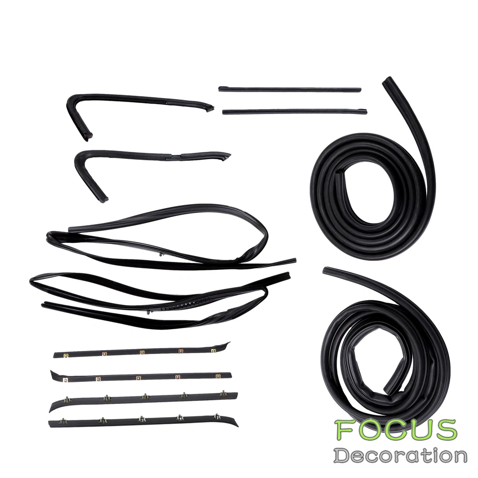 Durable Weatherstrip Seal Kit 12-Pieces For Chevy GMC Pickup Truck 73-1980 Black - Image 3 of 4