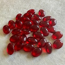 B362 Vintage glass cabochons 14x10mm ruby oval curved front/back unfoiled 30