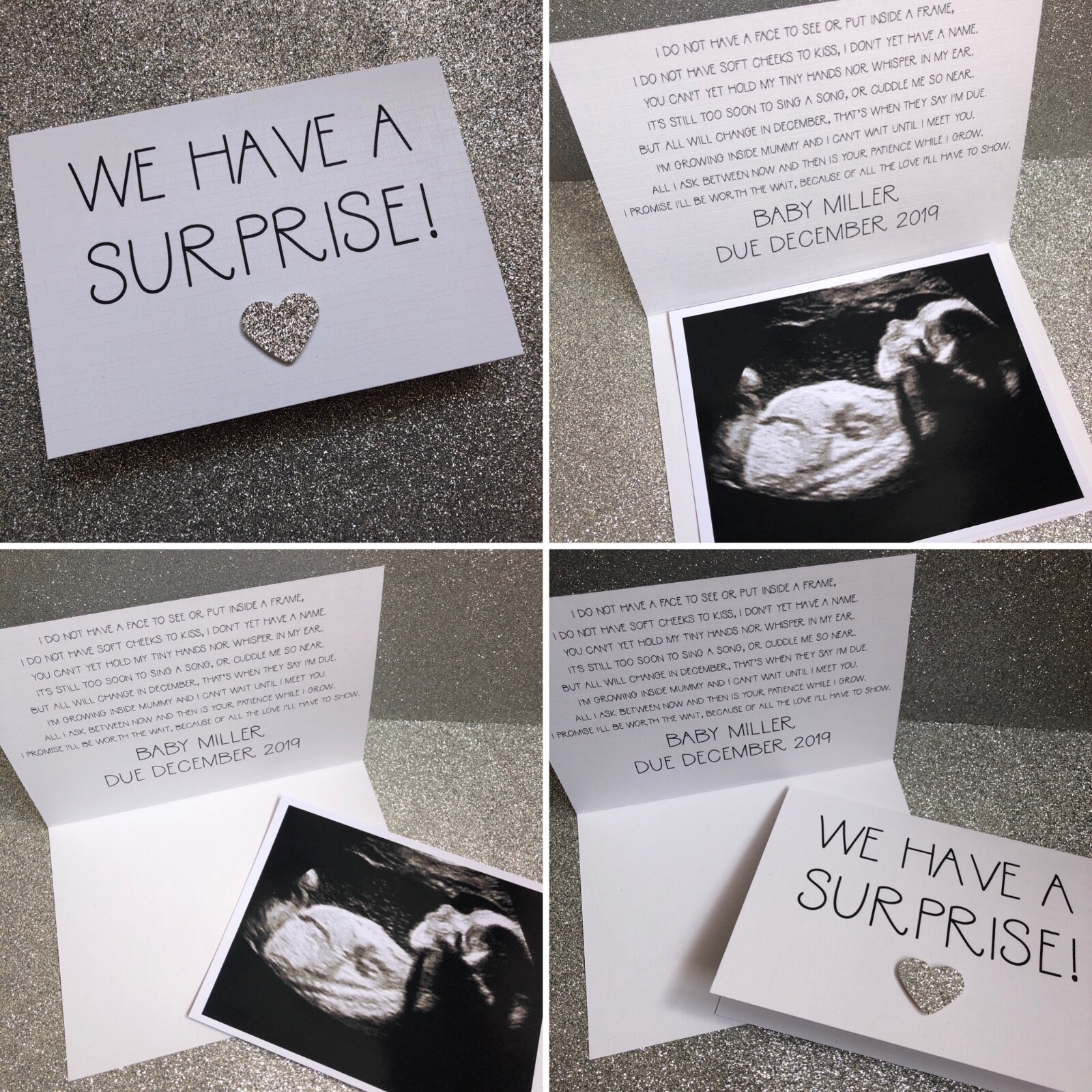 Personalised Scan Pregnancy Poem Announcement Card / Baby Announcement