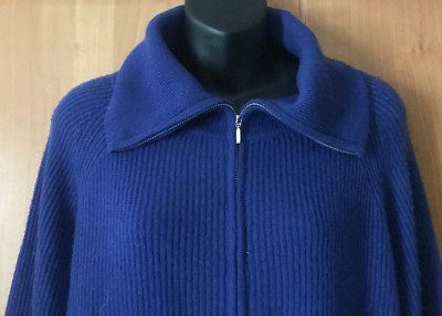 ICING Cashmere Collection Kaschmirmischung blau hochgeschlossen 1/4 Reißverschluss Junper, Medium