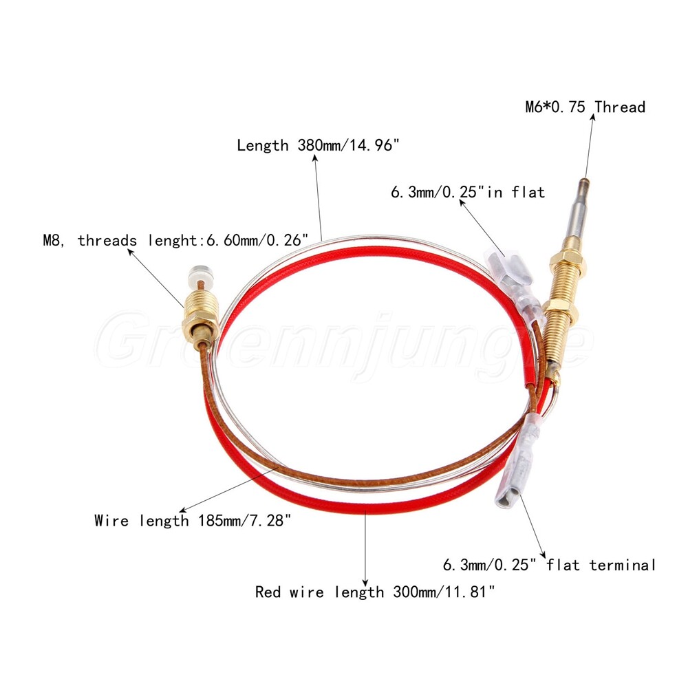 Outdoor Gas Patio Heater Thermocouple M6x0.75 Head Thread M8 End