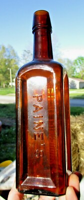 NICE AMBER PAINE'S CELERY COMPOUND BOTTLE APPLIED LIP 1880'S ERA CLEAN L@@K