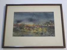 VINTAGE CHINESE OR JAPANESE ABSTRACT PAINTING MODERNIST LANDSCAPE EXPRESSIONIST 