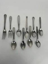 Mixed Lot Of 8 Spoons 2 Fork Stainless Steel Flatware Imperial Amefa Farberware