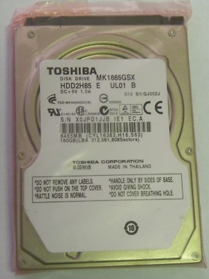 Toshiba MK1665GSX (HDD2H85  E UL01 B) 010 B0/GJ002J 160GB 2.5'' SATA Hard Drive