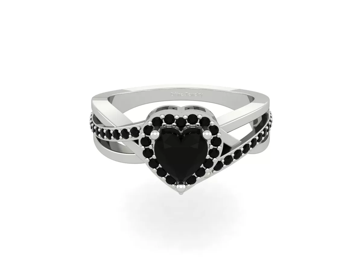 Black heart engagement ring deals