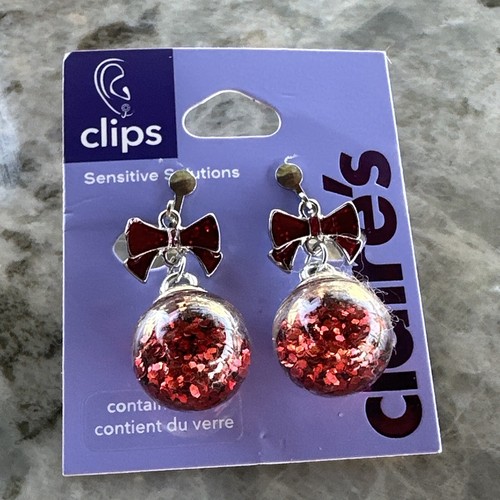 Claire's Clip On Earrings Christmas Ornaments Holiday Bow Accessories