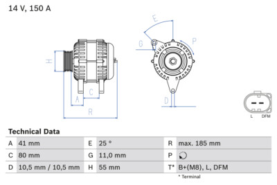 Bosch 0 986 083 760 Alternator for, Fiat, Iveco