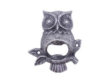 Pack Of 2 Rustic Silver Cast Iron Owl Wall Mounted Bottle Opener 6""