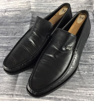 Bruno Magli Nerone Loafers Mens 9M Black Leather Slip On Dress Shoes Italy