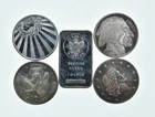 Lot 5 VINTAGE 1 Oz Silver Bars/Rounds Art Bars Collection Poured .999 *347