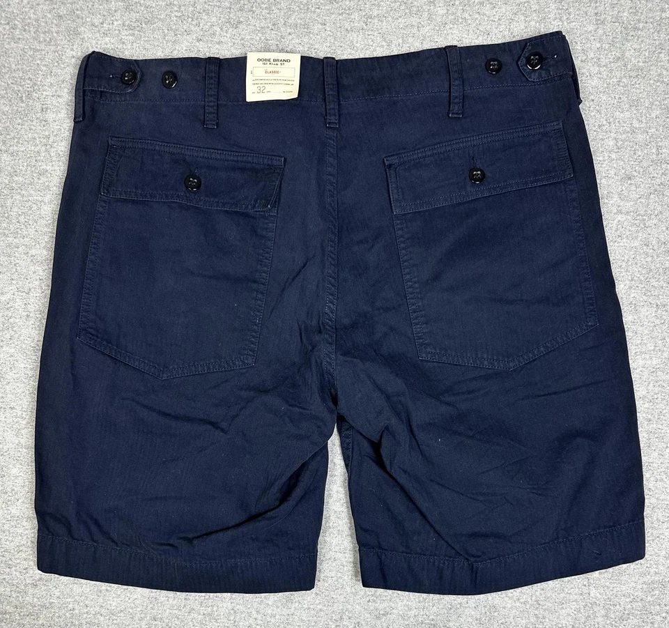 Pantalones Cortos Marca Oobe Para Hombres 32 Azul Marino Calce Clásico Botón Chino Informal Verano Nuevos Foto 2 de 4