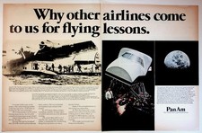 Pan Am Vintage Magazine Ad Flying Lessons Moon Space Flight Simulator 1970s