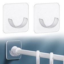 2pc Adhesive Shower Rod Holder, Tension Curtain Rod Bracket No Drilling UK.
