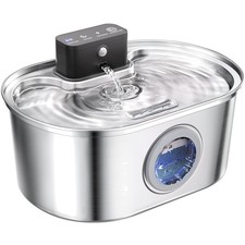 Cat Water Fountain Wireless - Stainless Steel 3.2L/108oz Cordless Pet Fountai...