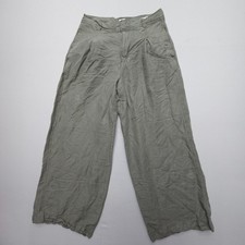 Gap High Rise Wide Leg Pants Size 6 Green Pleated Linen Rayon Boho Flowy Ankle