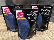 (Lot/3)  DYLON Wash & Dye JEANS BLUE Washing Machine Fabric Dye 400g/each NEW!