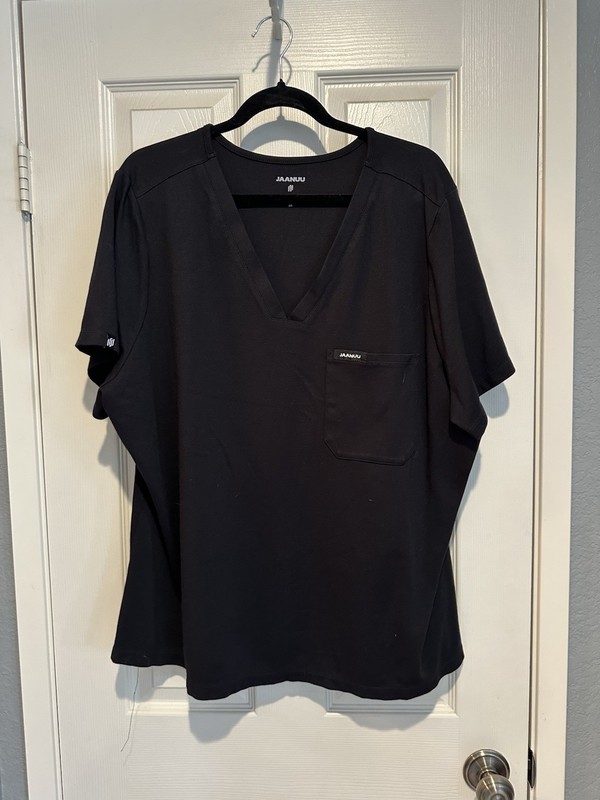 Jaanuu Scrubs Women’s Rhena 1 Pocket Scrub UltraSOFT Top size 3X Black EUC