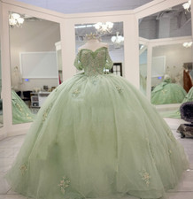 New Arrival Quinceanera Dresses Glitter Sweet 15 16 Light Green Party Ball Gowns